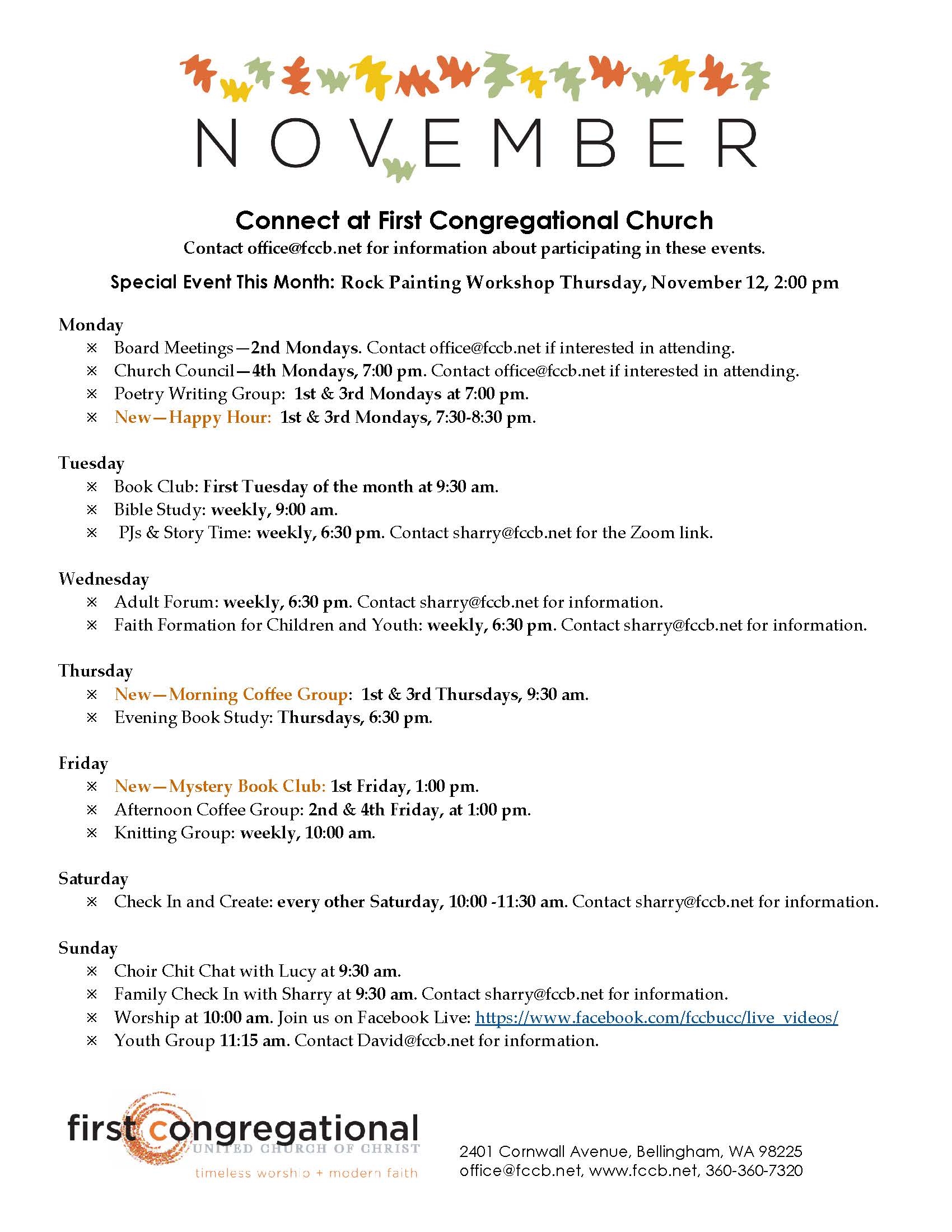November Connections Calendar